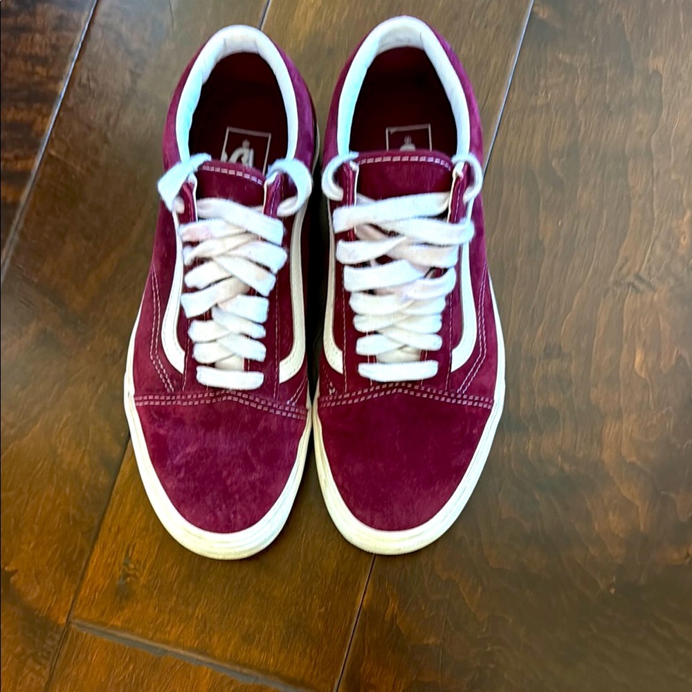 Burgundy suede Vans